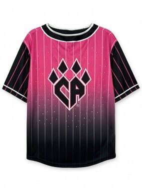 Pink & Black Ombre Paw Crest Short Sleeve Jersey for Kids
